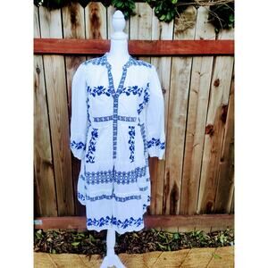 Anthropologie Embroidered Tiered Midi Dress cottagecore Coastal BoHo Size XL